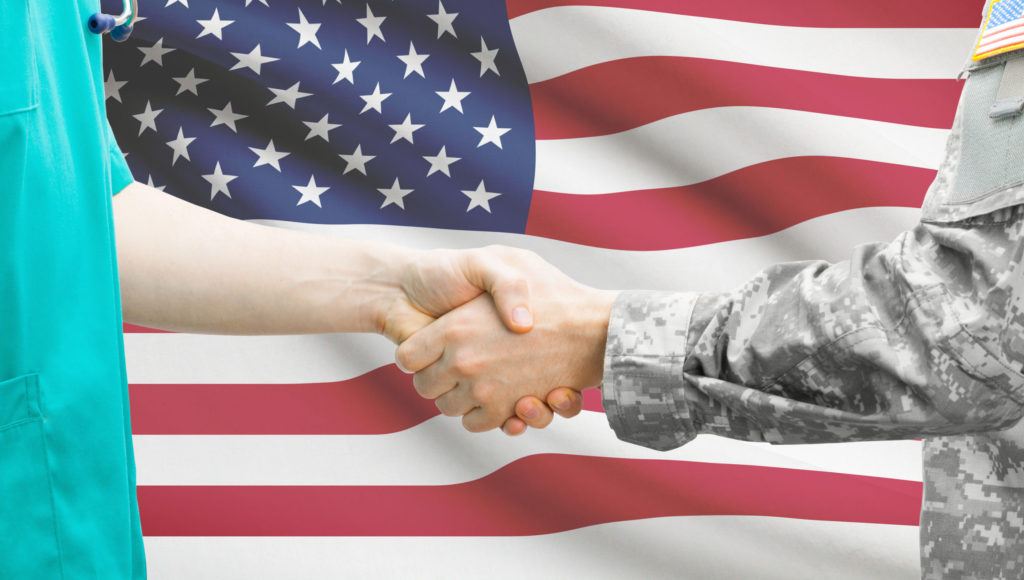 Handshake american flag